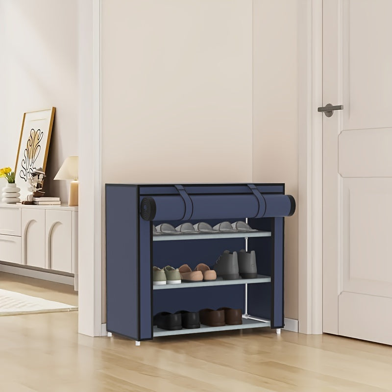 Foldable Portable Shoe Rack with Dustproof Cover - Entryway Shoe Storage Cabinet
