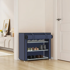 Foldable Portable Shoe Rack with Dustproof Cover - Entryway Shoe Storage Cabinet