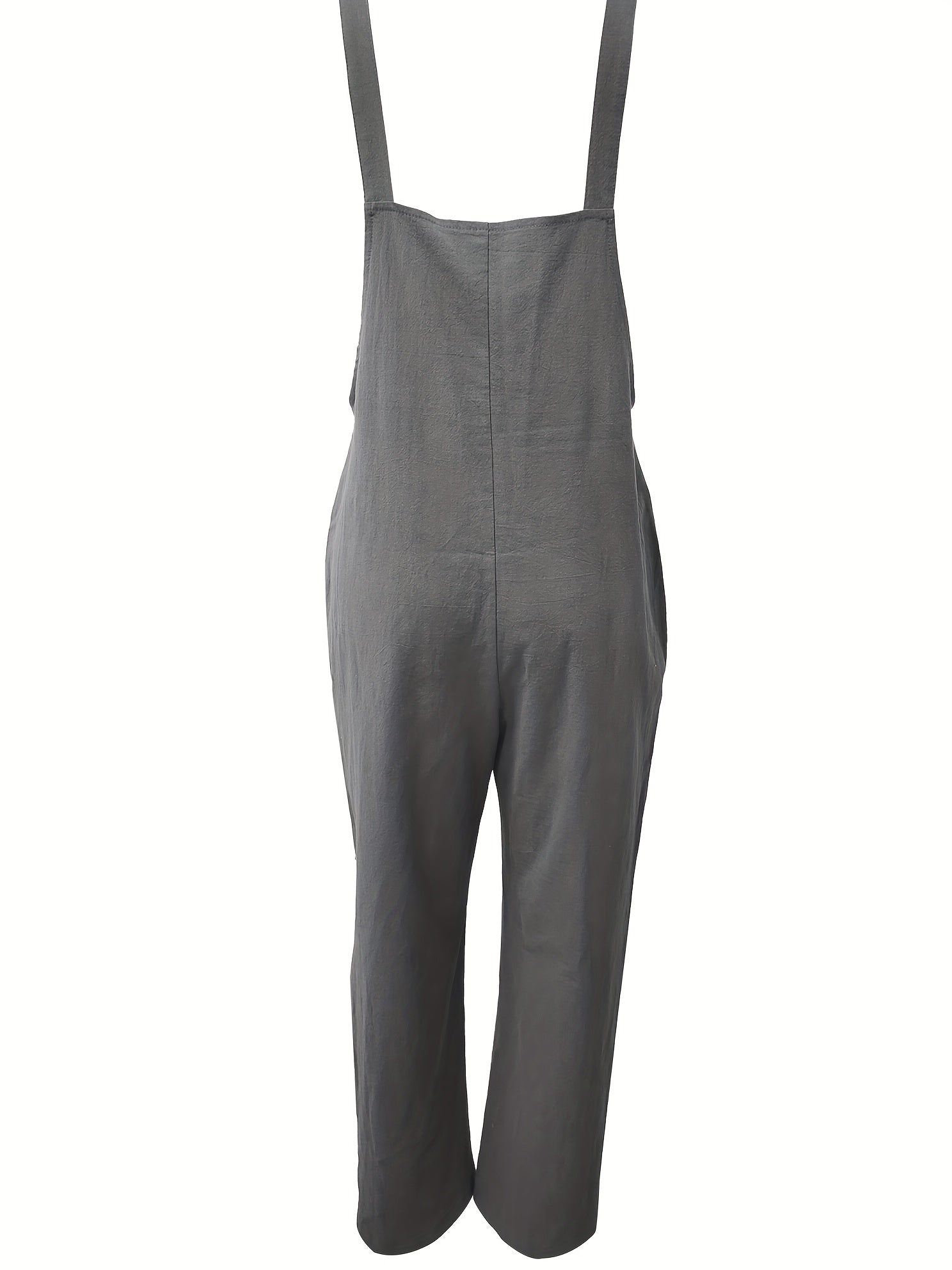 Casual Jumpsuit Women's Plus Solid Button Detail Pocket Patched Overal