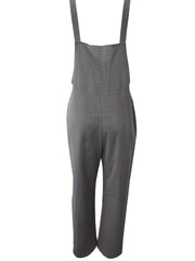 Casual Jumpsuit Women's Plus Solid Button Detail Pocket Patched Overal