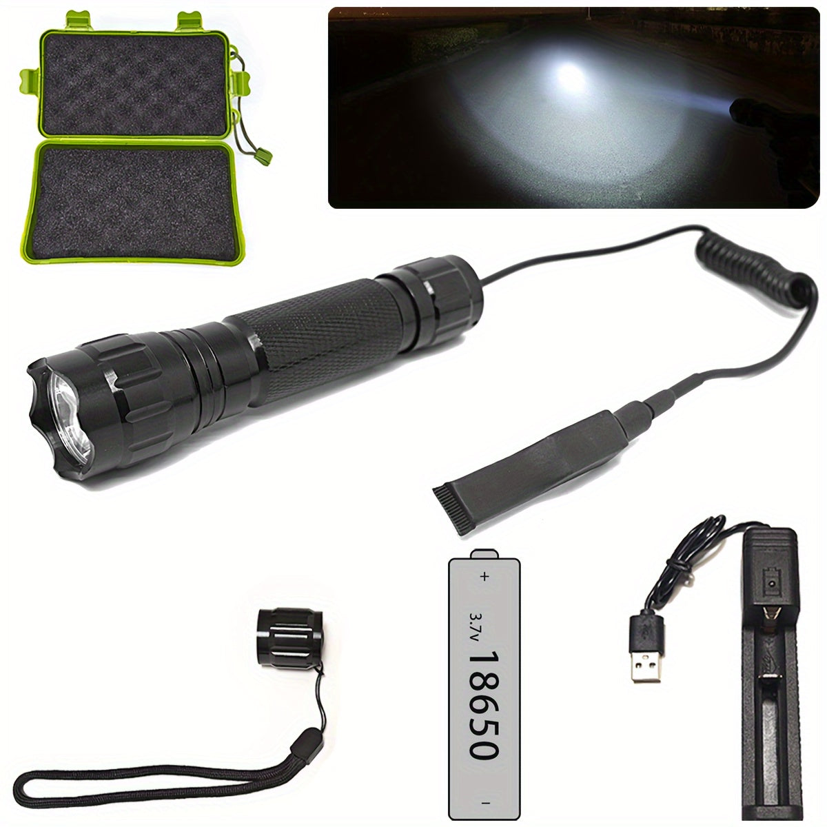 USB Rechargeable Flashlight with Mouse Tail Switch