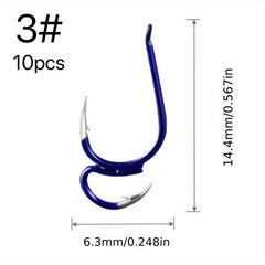 10pcs Double Hook Barbed Fishing Hooks