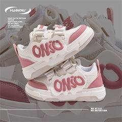Women's Rabbit & Letter Pattern Skate Shoes Thick Sole Casual Sneakers