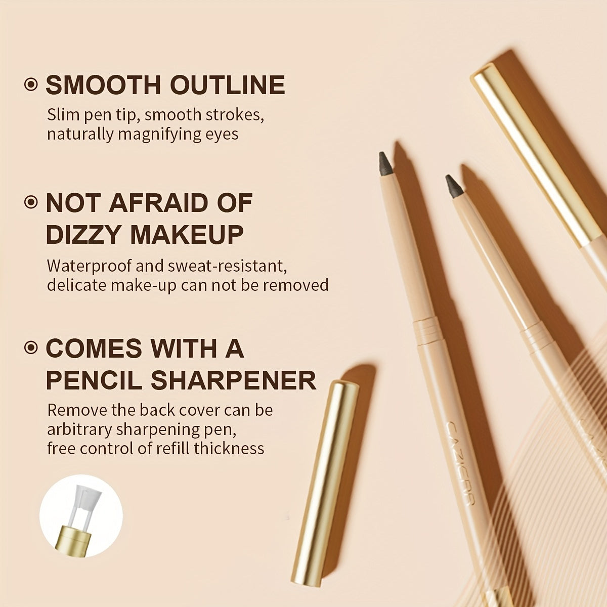 Colorfast Eyeliner Pencil Waterproof Smudgeproof Long Wearing