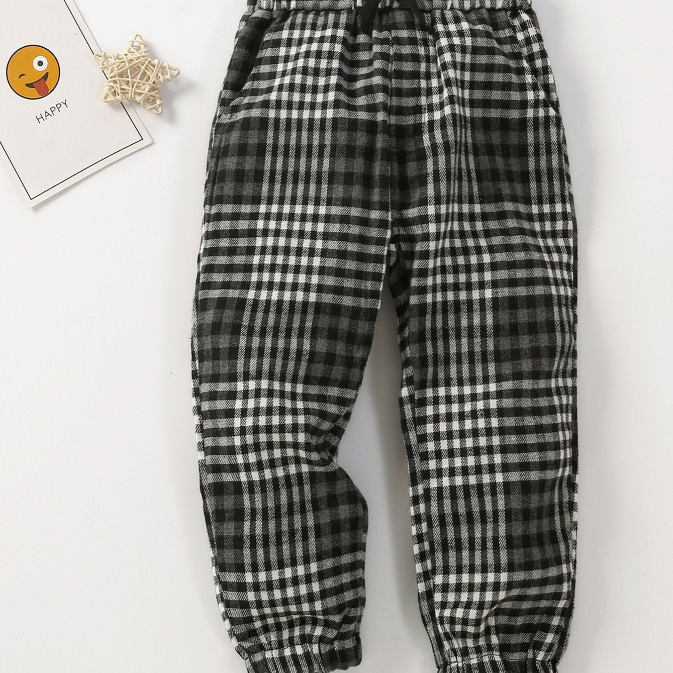 Toddler Boys Plaid Pattern Casual Pants