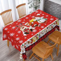 Polyester Tablecloth Merry Christmas Snowflake Deer Snowman Pattern