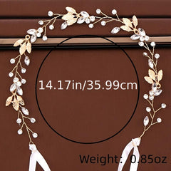 Bridal Pearl Leaves Headband Hair Accessory For Bride