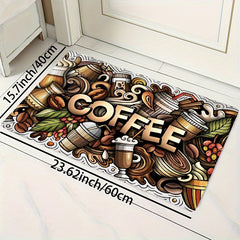 Creative Painting Style Kitchen Mat Colorful Coffee Pattern Rug