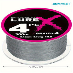 300m 328yds 4 Strands Grey Nylon Fishing Line