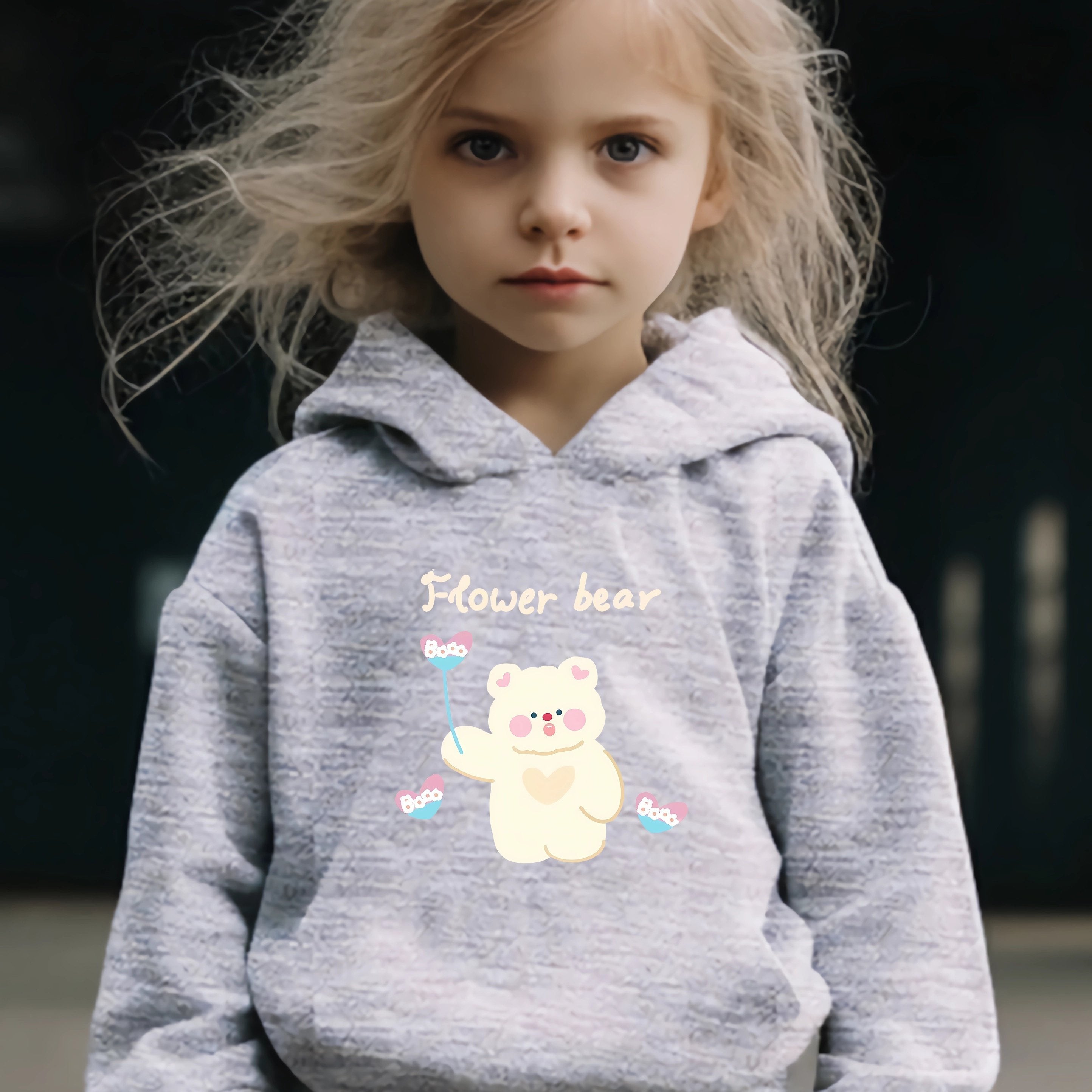 Flower Bear 2pc Set Girls Casual Activewear Set For Spring Fall Sports
