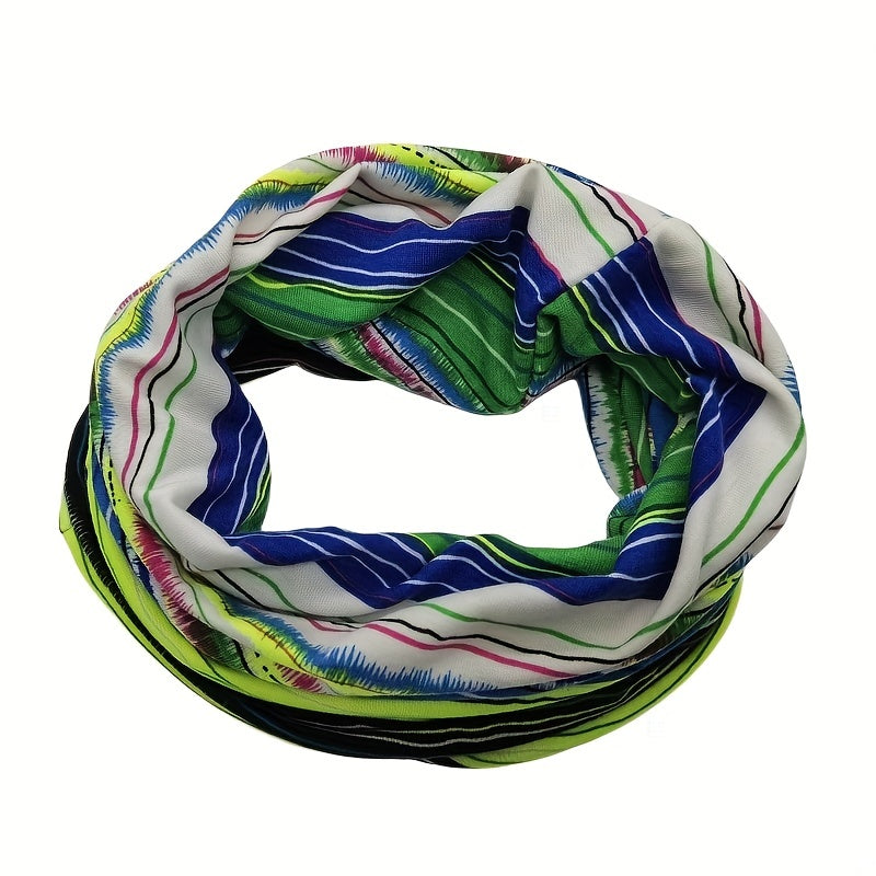 Stripe Print Green Beanie Lightweight Skull Hat
