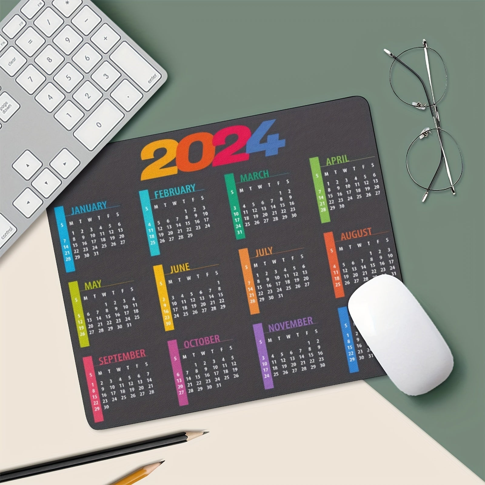 Calendar 05 Rectangular Anti Slip Rubber Mouse Pad 9.5 x 7.9 Inches