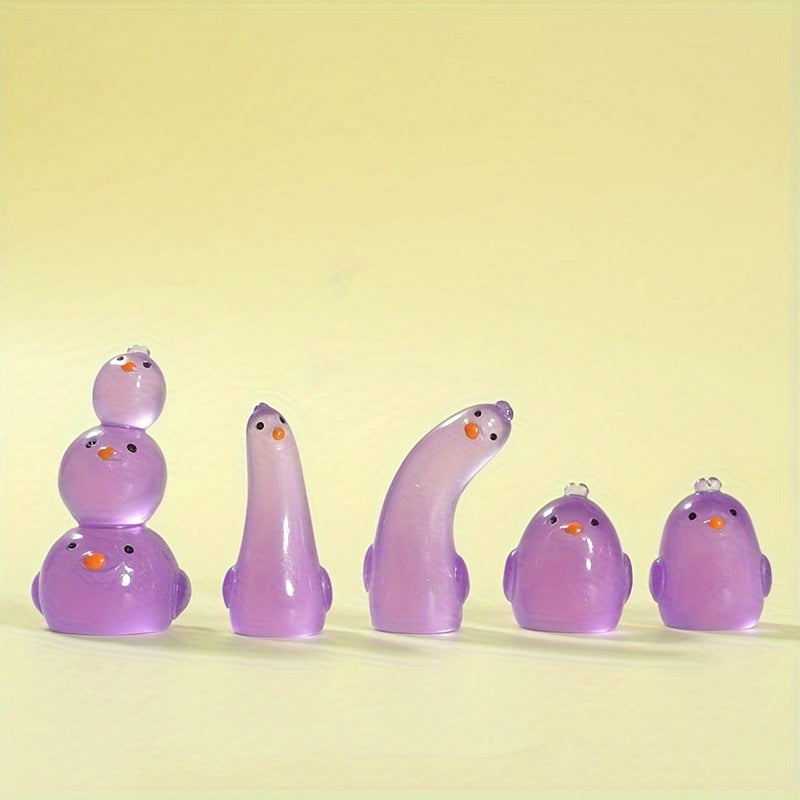 5pcs Luminous Chicken Decoration Resin Micro Landscape Ornament DIY Funny