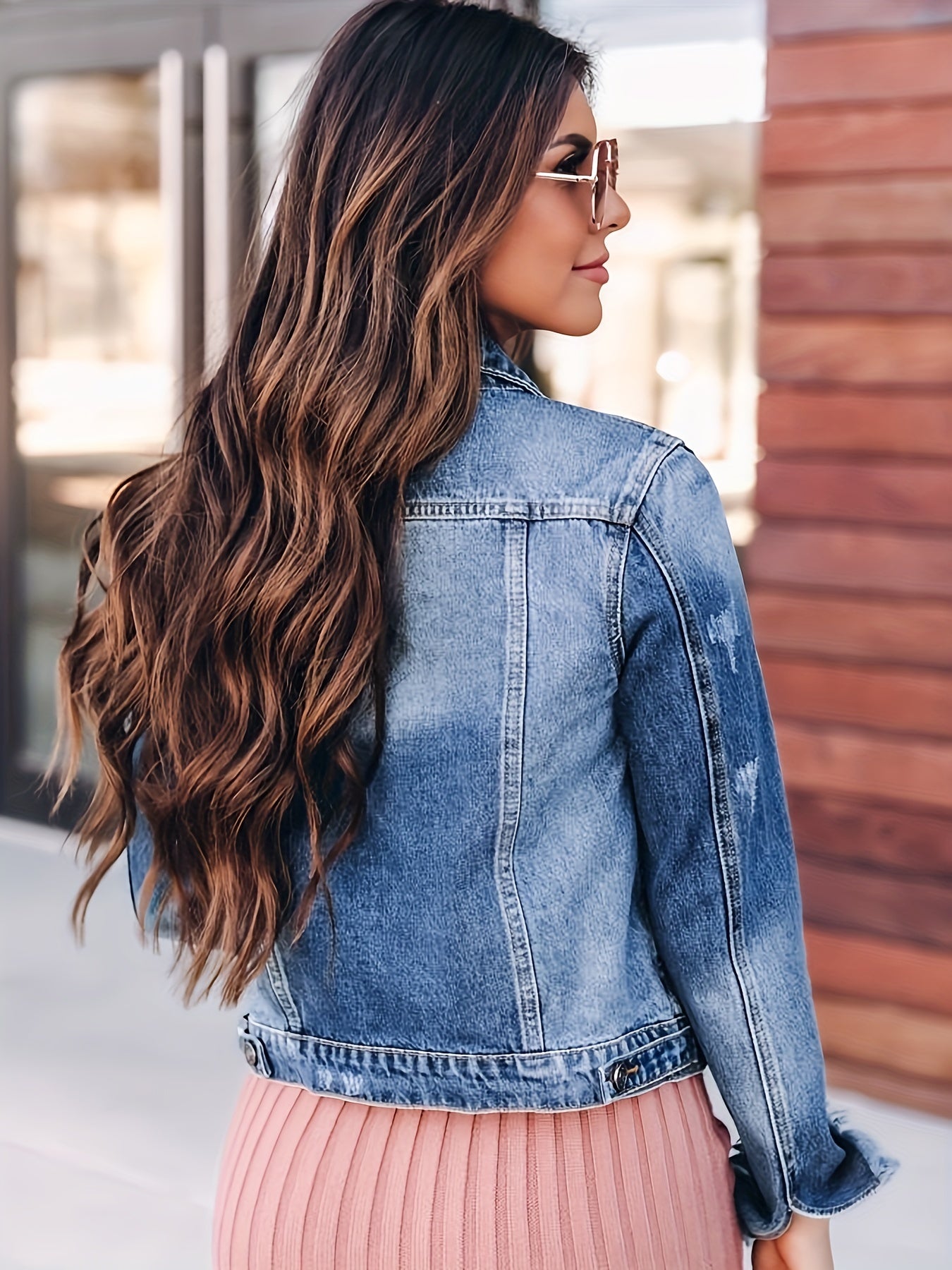 Ripped Holes Denim Jackets Long Sleeves Distressed