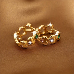 Heart-shaped Rhinestone Chain Earrings for Girls