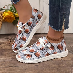 Baseball Pattern Flat Shoes Women's Casual Lightweight Soft Walking Shoes
