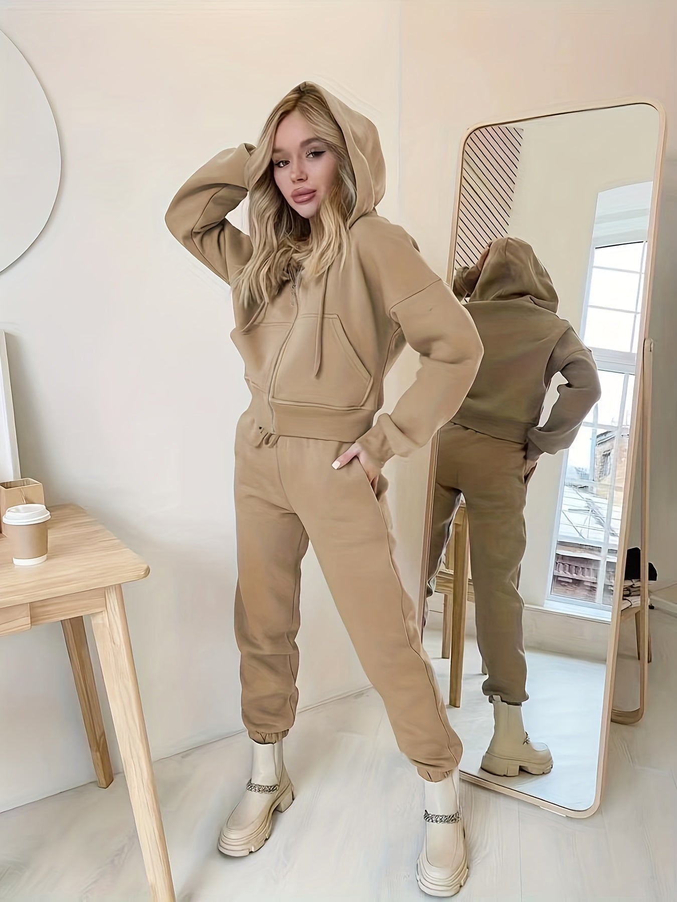 Women's 2pc Hooded Sports Sweatshirt Sets