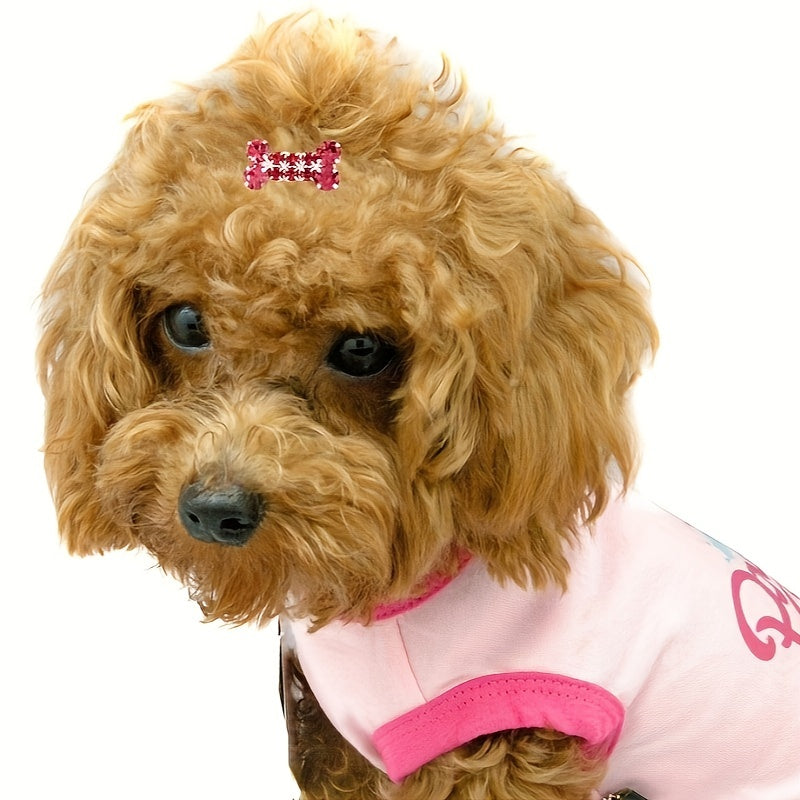 Rhinestone Dog Bone Hair Clips for Long Haired Dogs
