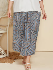 Geometric Print High Waist Maxi Skirt Women's Plus Loose Fit Casual Maxi Skirt