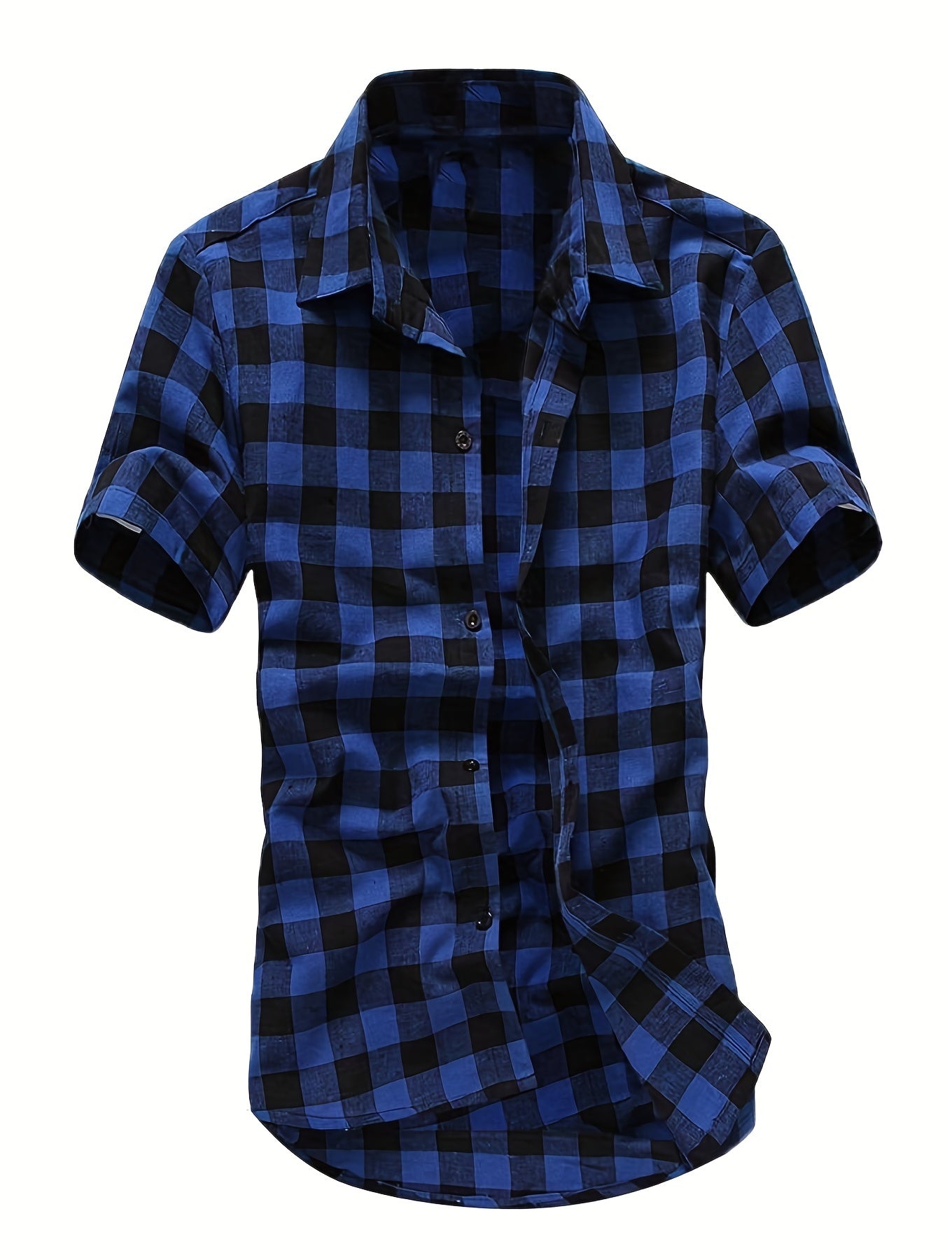 Men's Casual Plaid Short Sleeve Shirt