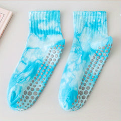 Tie Dyed Yoga Socks Non-Slip Pilates Crew Sock