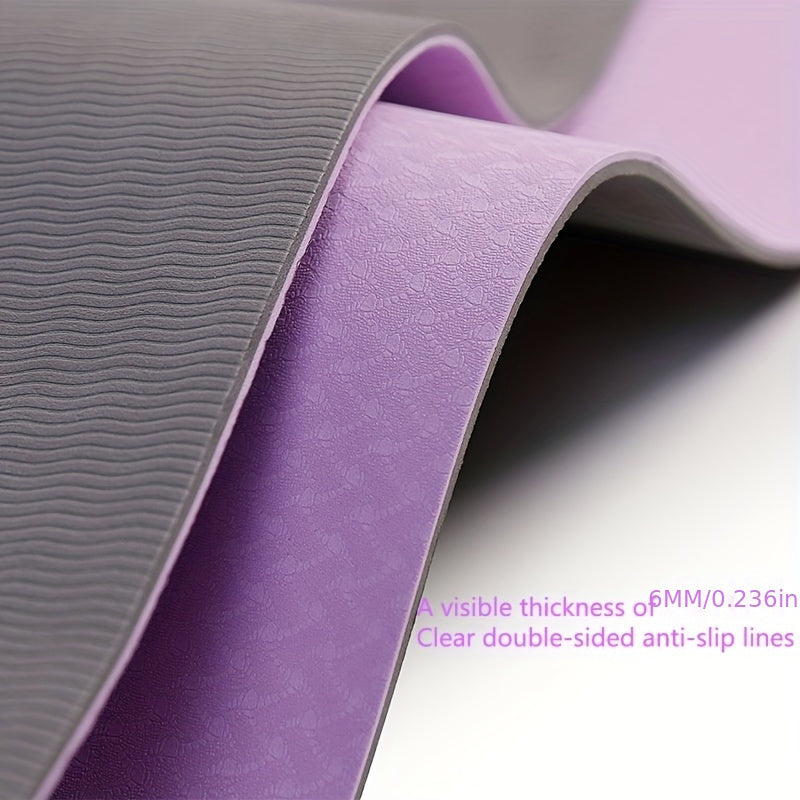 Non-slip Soft Fitness Mat for Yoga with Body Guide Line