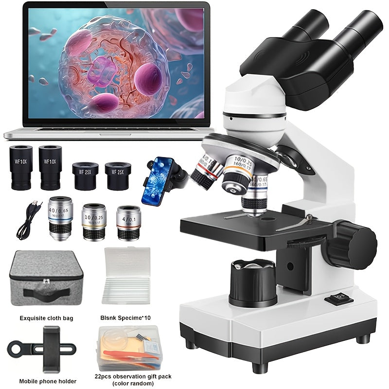 40X 1000X Binocular Microscope with Upgraded LED Light