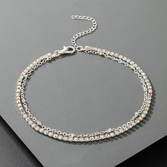 Colorful Zircon Punk Style Chain Anklet for Party Nightclub