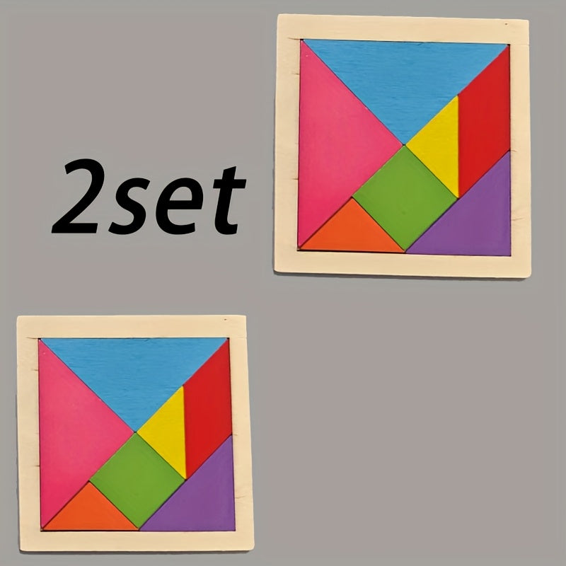2pcs Geometric Shape Building Blocks Versatile Puzzle Board