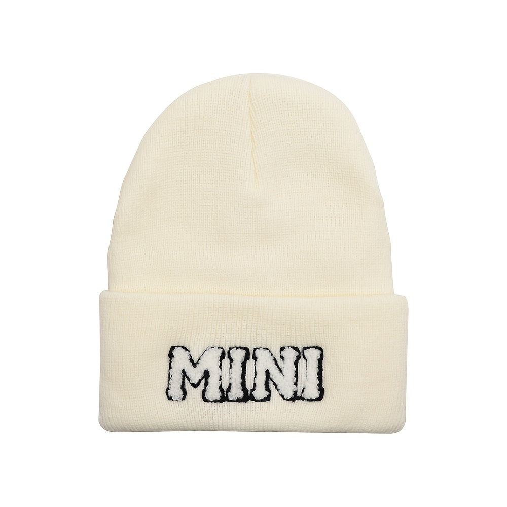 Boys Knitted Hat Soft Letter Embroidery Elastic Kids Beanie