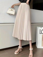 High Waist Pleated Skirt Solid A Line Skirt Women's Clothing