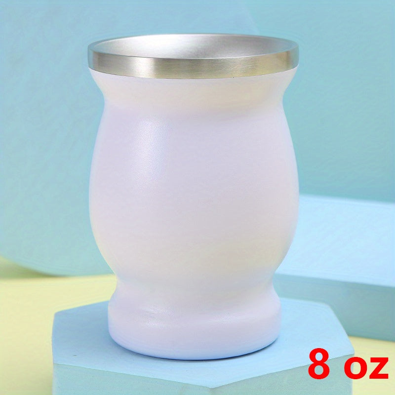 Stainless Steel Yerba Mate Tea Mug 8oz Double Wall Gourd Madai Cup