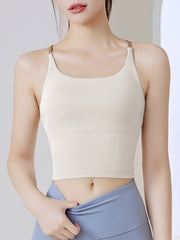 Spaghetti Strap Sports Tank Top with Chest Pad