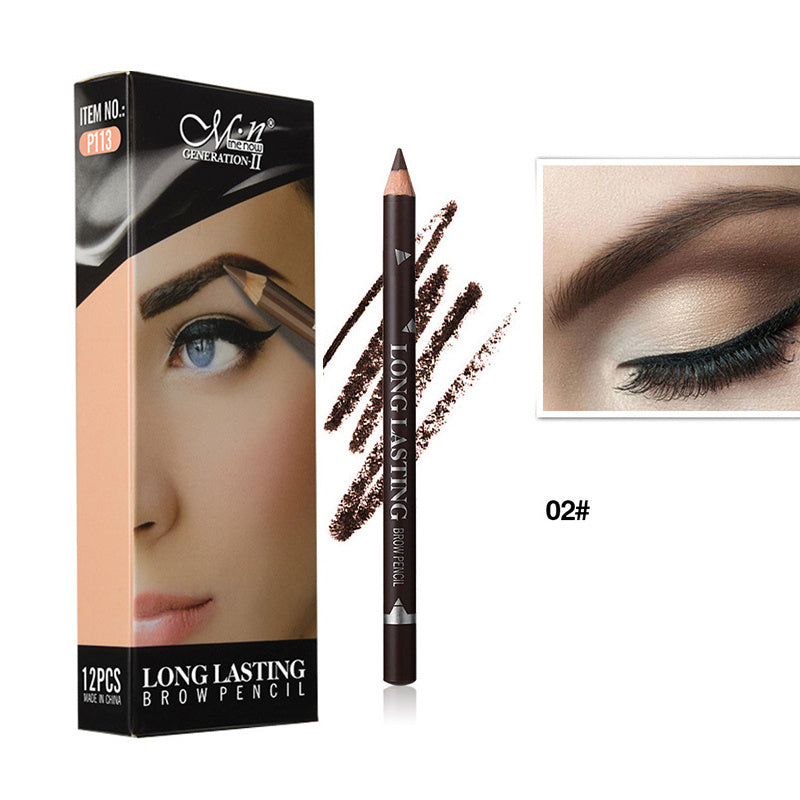 12 Pcs Dark Brown Eyebrow Pencil Eyeliner Set Waterproof Eye Makeup