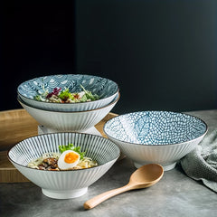 8 Inch Ceramic Noodle Bowl Japanese D maru Shape For Ramen Beef Noodles & Soup