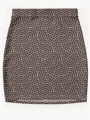 Allover Print Mini Skirt Casual Skinny Skirt For Spring & Summer