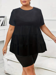 Solid Short Sleeve Smock Tee & Shorts Outfit Set