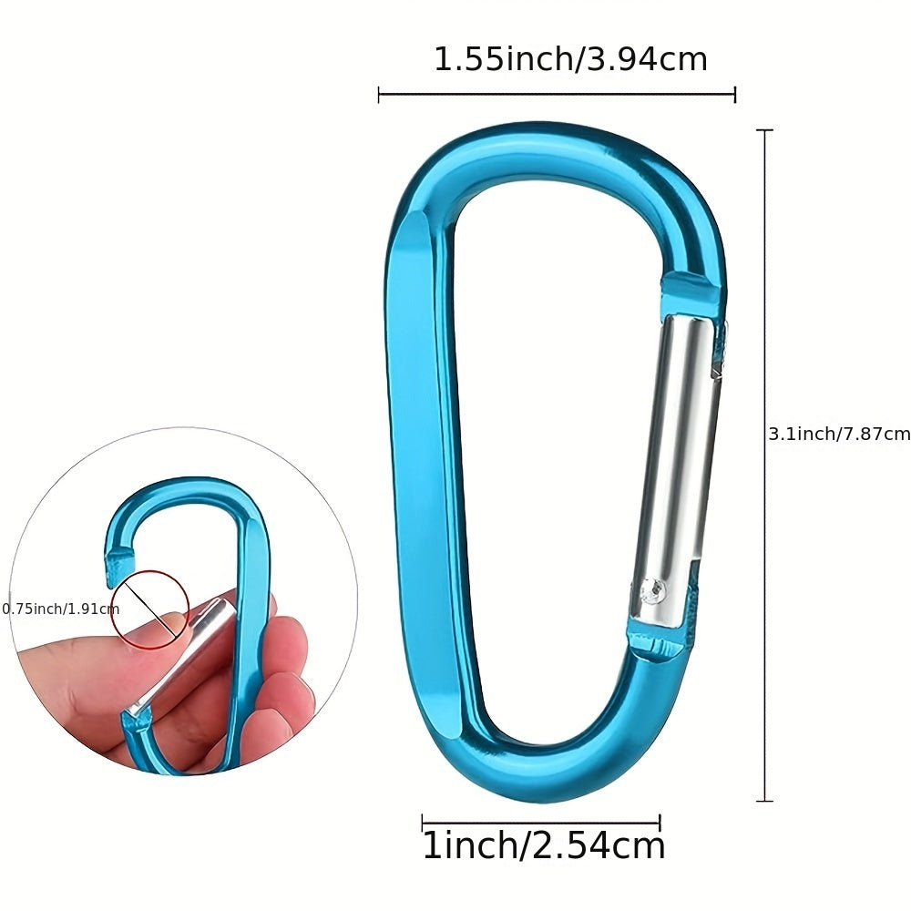 6pcs D Ring Secure Carabiners for Camping Tent Backpack Keychain