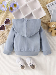 Baby Boys Bear Print Hooded Top Sweatshirt with Large Pocket