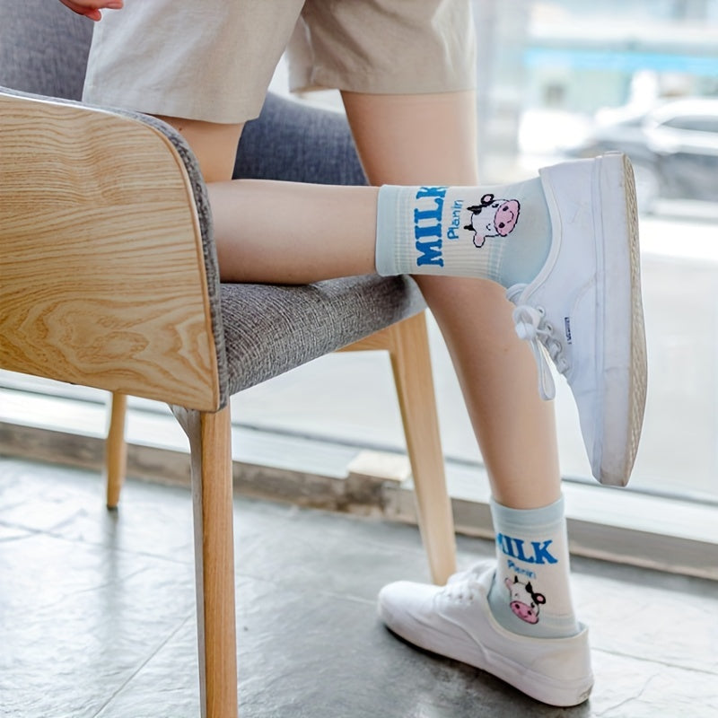 5 Pairs Cartoon Print Socks Women's Stockings & Hosiery