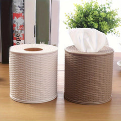 Stylish Round Woven Tissue Storage Box