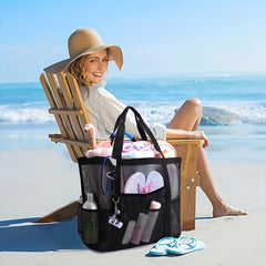 Large Capacity Mesh Shoulder Beach Bag for Travel