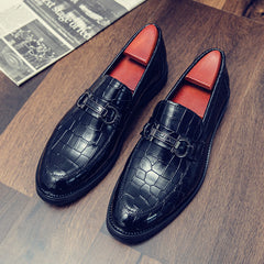 Men's Crocodile Print Bit Loafer Shoes for Wedding