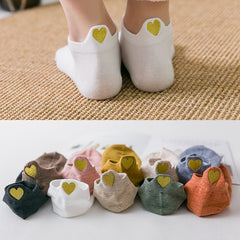 Heart Embroidered Casual Ankle Socks Women's Stocking