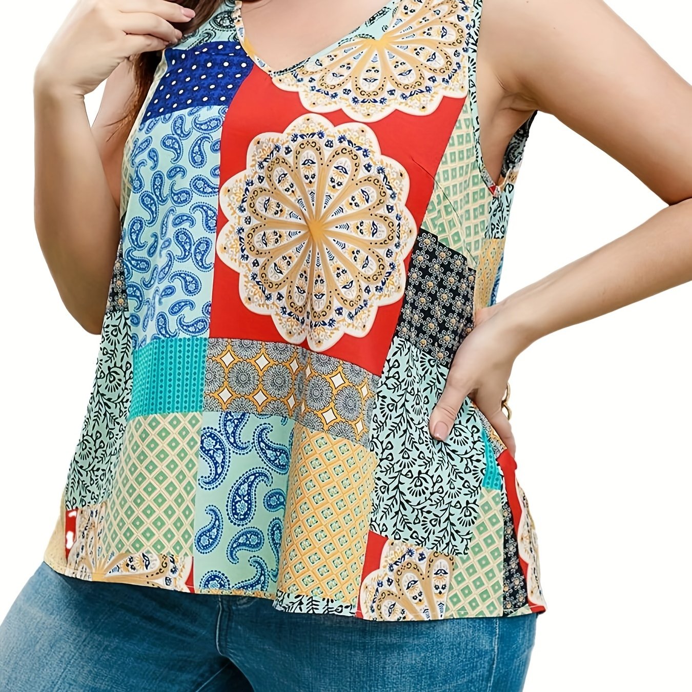 Printed V-Neck Tank Top for Women
