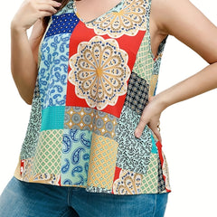 Printed V-Neck Tank Top for Women