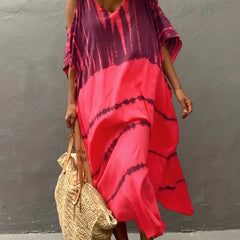 V Neck Cover Up Dress Loose Fit Beachwear Kaftan Women's Swimwear