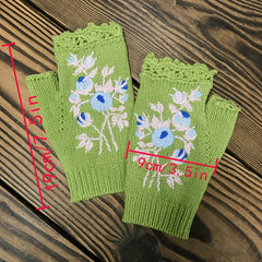 Floral Crocheted Gloves Flower Arm Warmers Knitted Gloves For Women Winter Long