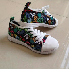 Women's Graffiti Canvas Sneakers Low Top Flat Shoes