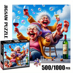 Colorful Grandma Puzzle 1000pcs Wine & Bubbles Scratch Resistant